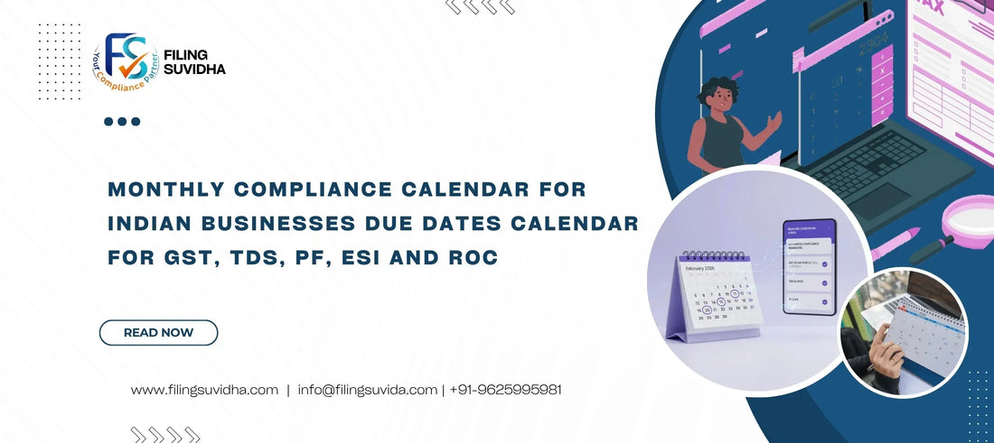 Monthly Compliance Calendar for Indian Businesses Due Dates Calendar for GST, TDS, PF, ESI and ROC