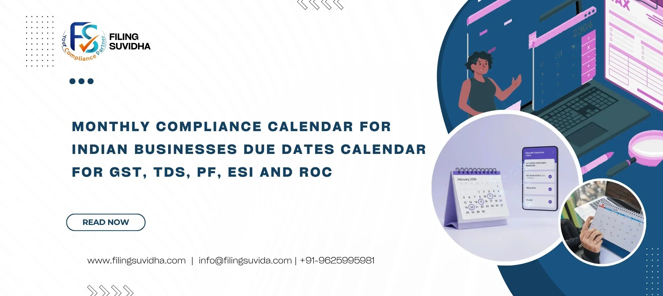Monthly Compliance Calendar for Indian Businesses Due Dates Calendar for GST, TDS, PF, ESI and ROC